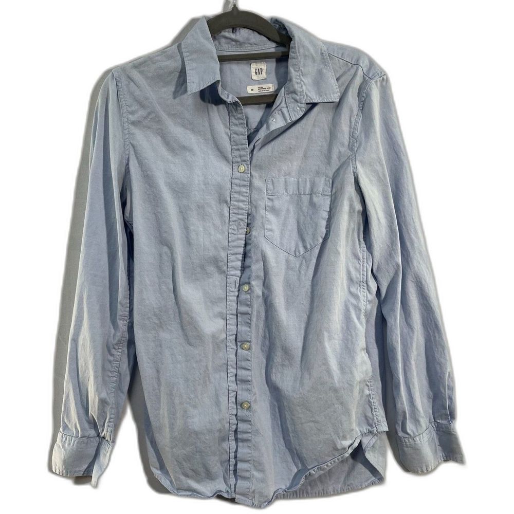 GAP Blue 100% Cotton Oversized Button-Down Boyfriend Shirt Women XS